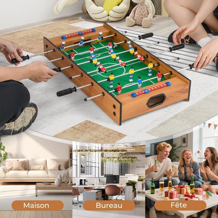 GOPLUS 2 en 1 Table Multi-Jeux avec 18 Joueurs en Bois Adultes, pour Enfants de 4 Ans+, Accessoires Riche (69x35x10CM)