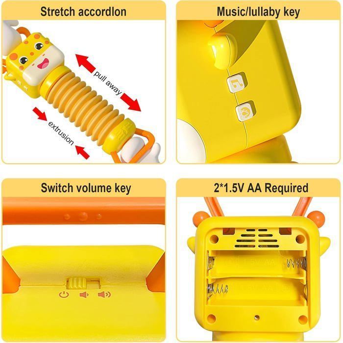 Musical Toy for 1-Year-Olds, Accordion Giraffe with 16 Sound Effects, Baby Development Toy