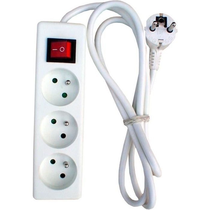 Multipresa ZENITECH a 3 prese da 16 A con interruttore bianco