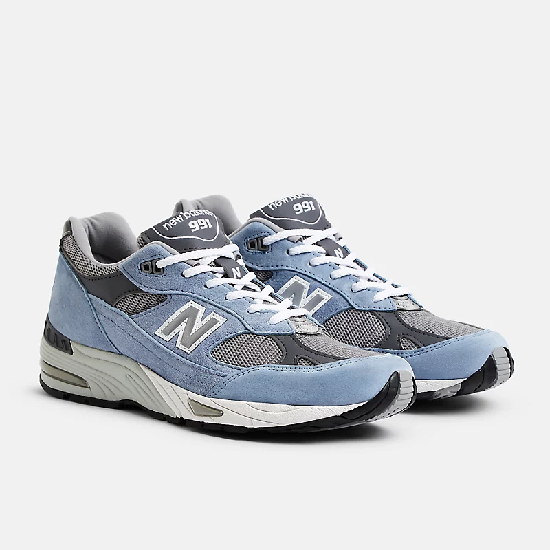 Męski modell MADE in UK 991v1 – Dusty Blue ze stopem i przydymioną perłą