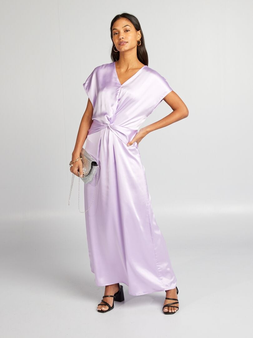Vestido longo de cetim - ROXO