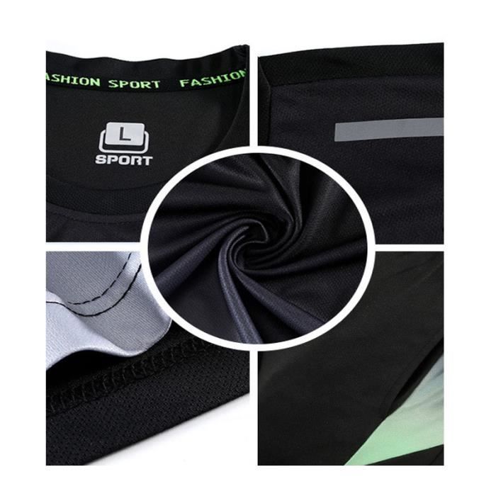 Conjunto deportivo para hombre - Marca - Manga corta - Gris - Transpirable - Fitness de verano