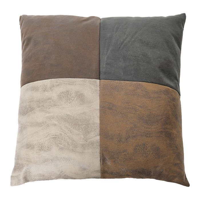 Cojín Patchwork 40x40cm con funda extraíble efecto piel envejecida - METRO