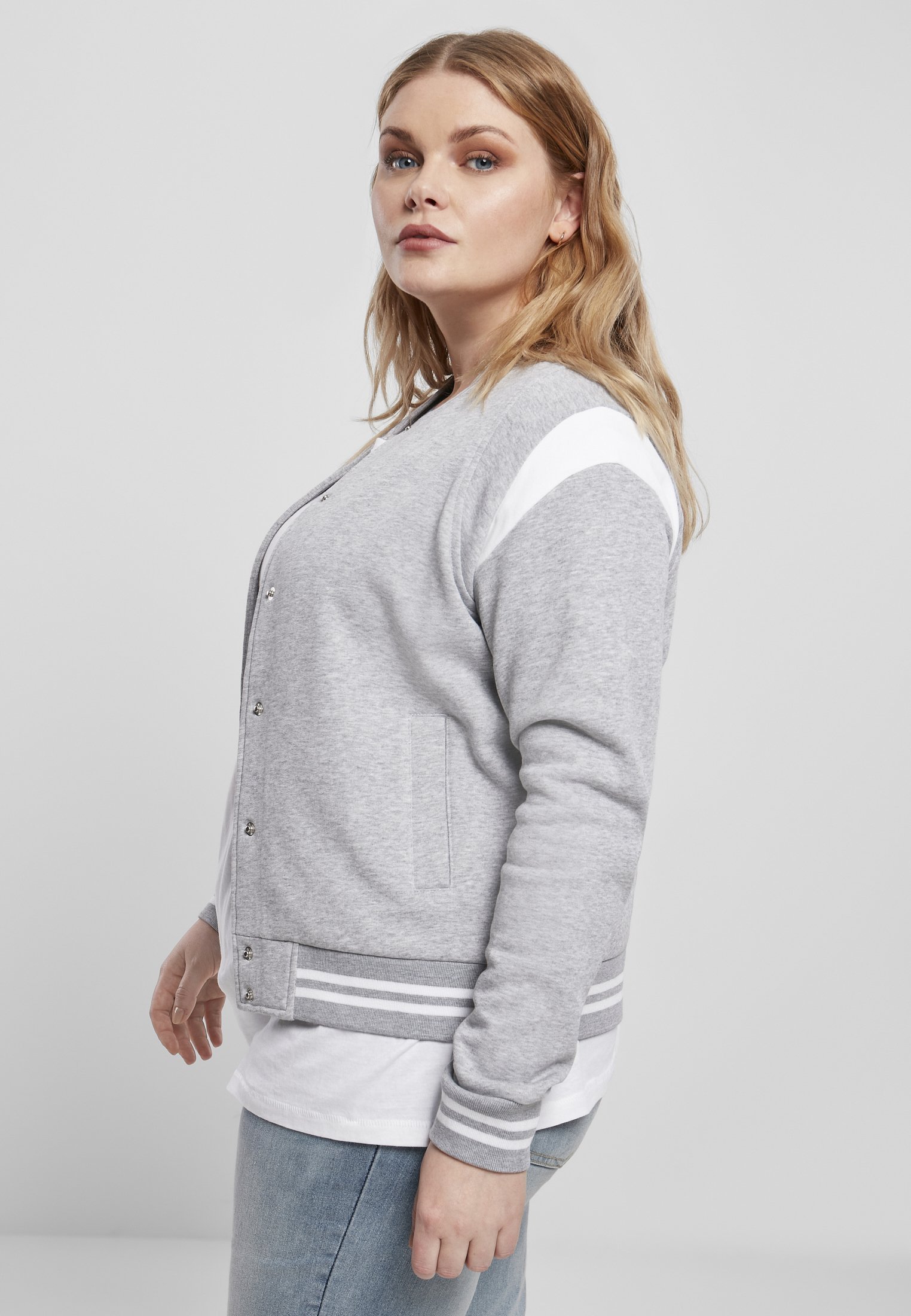 Hanorac cu fermoar Urban Classics - gri alb