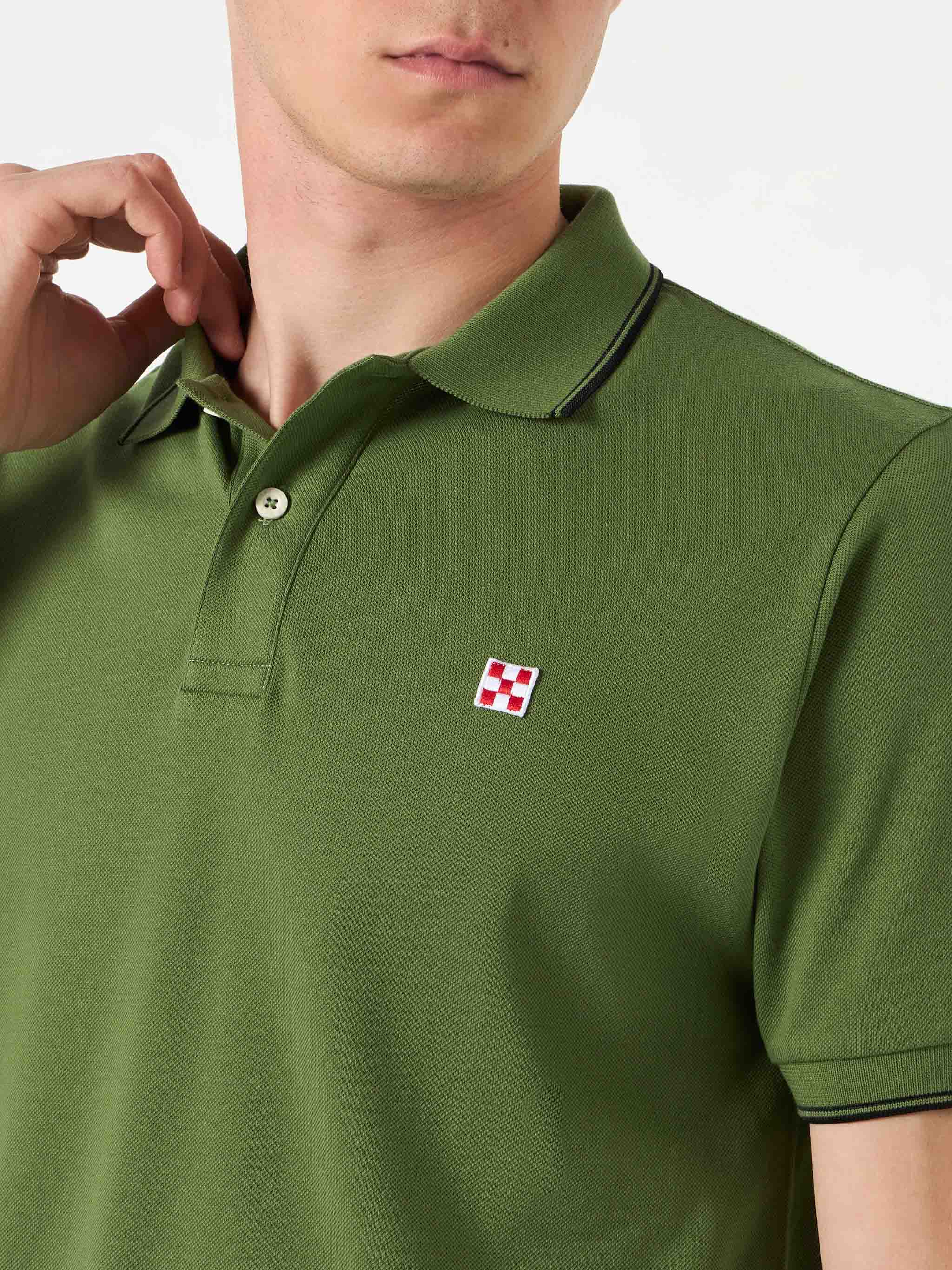 Militairgroene piqué poloshirt met St. Barth-ruitlogo.