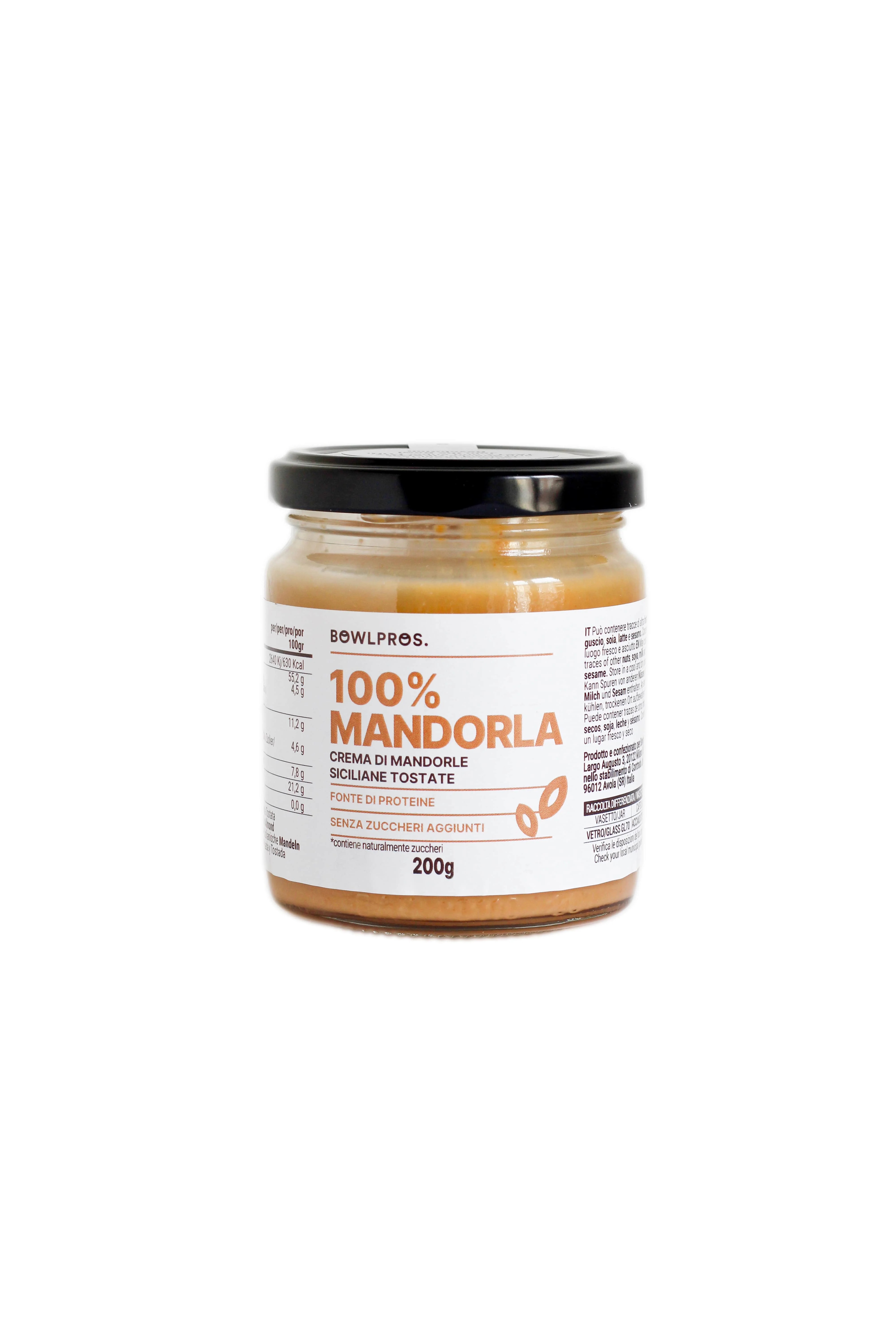 BOWLPROS 100% Geroosterde Amandelcrème 200 g met slechts 1 ingrediënt