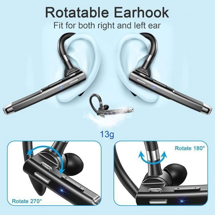 Fone de ouvido Bluetooth - BIENCOME - Modelo intra-auricular - 180 horas em standby - 35 horas em conversação - Cancelamento de ruído
