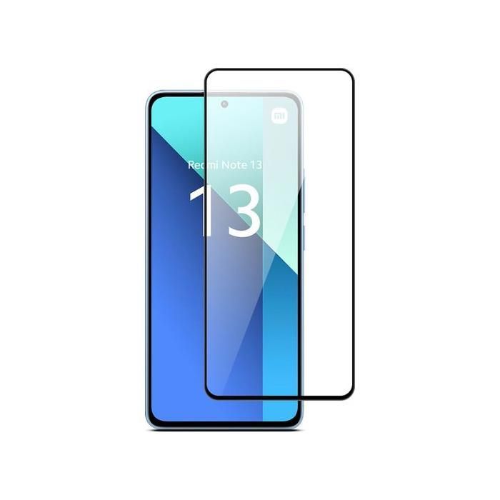 Set van 2 volledig dekkende screenprotectors van gehard glas voor de XIAOMI REDMI NOTE 13 4G/5G. Volledig zwarte dekking - Ultrabestendig met een hardheid van 9H.