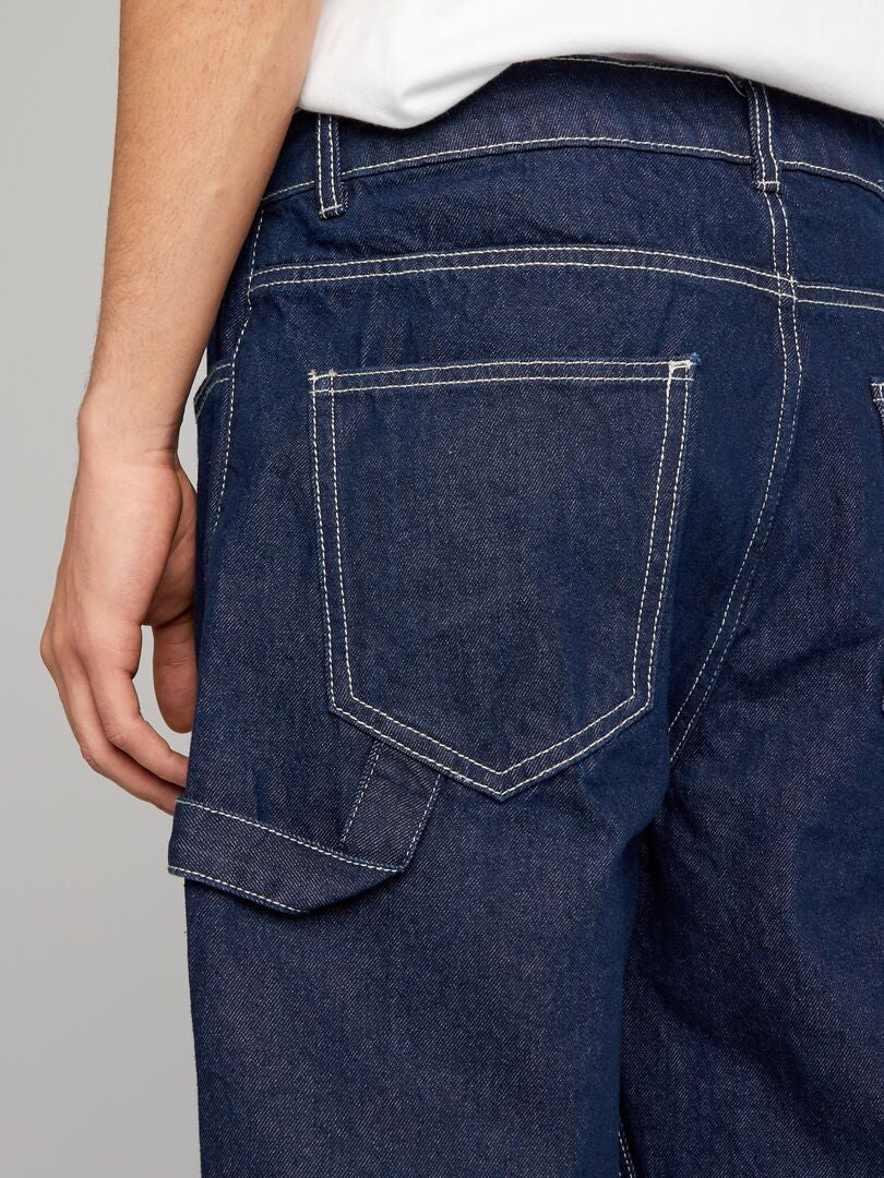 Calça jeans estilo carpinteiro - AZUL