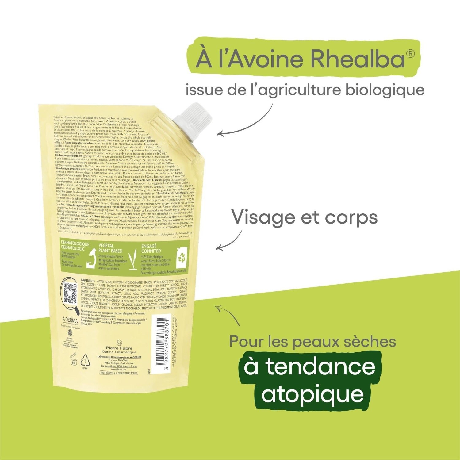 A-DERMA Huile lavante émolliente anti-démangeaisons