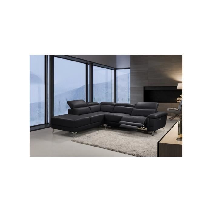Canapé d'angle relax en cuir de Buffle Alessandro - Noir Angle droit