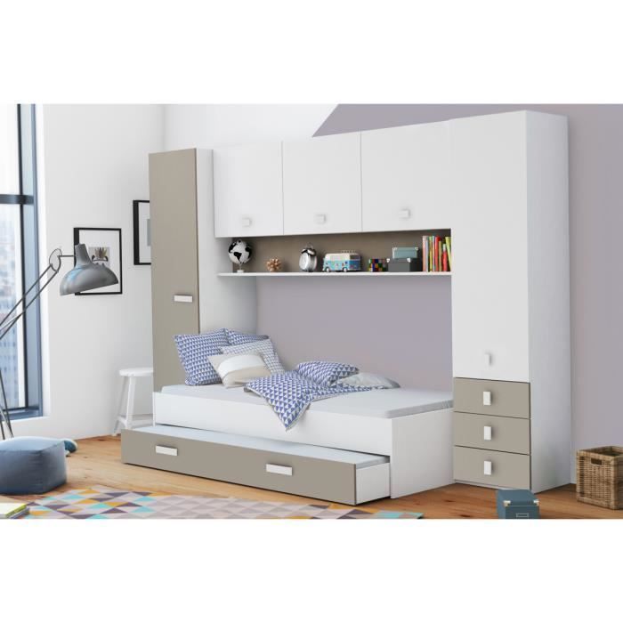 Pont de rangement - Meuble de rangement pour lit enfant - 304 x 203 x 53,5 cm
