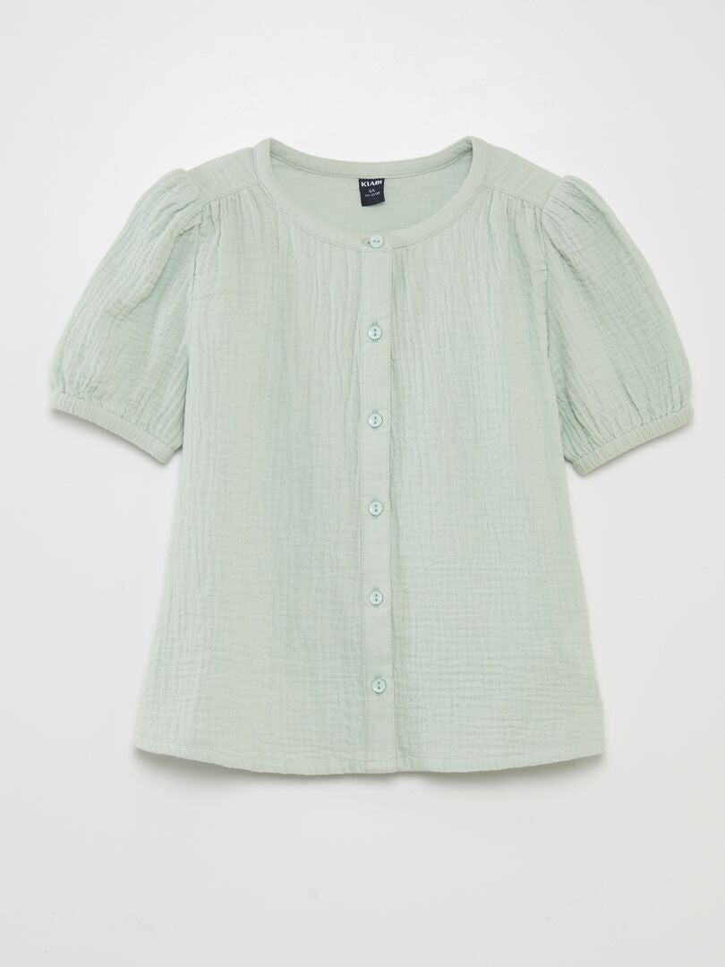 Blusa de gaze de algodão - azul