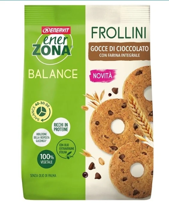 Biscuits ENERVIT Enerzona aux céréales complètes avec pépites de chocolat 250 g, riches en protéines et en fibres