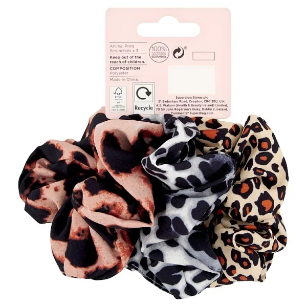 Elastici per capelli con stampa animalier Studio London, confezione da 3