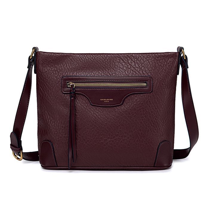 David Jones - Borsa a tracolla da donna con molteplici tasche - Borsa a tracolla, borsa a mano, borsa a spalla, ecopelle - Tasca con cerniera - Viola