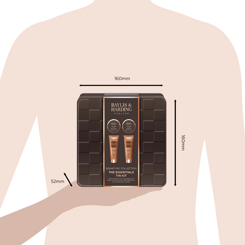Baylis & Harding Geschenkset mit schwarzem Pfeffer und Ginseng in einer Metalldose für Männer