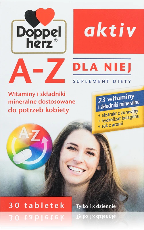 Doppelherz active AZ za njo, tablete prehranskega dopolnila z multivitaminskim kompleksom
