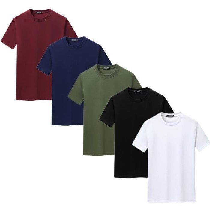 Pack de 5 camisetas de manga corta para hombre, de lunes a viernes, estilo casual, algodón, cuello redondo, estampado JUST - FUNMOON