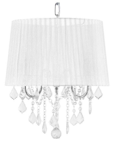 Lampa wisząca abażur kryształy biała