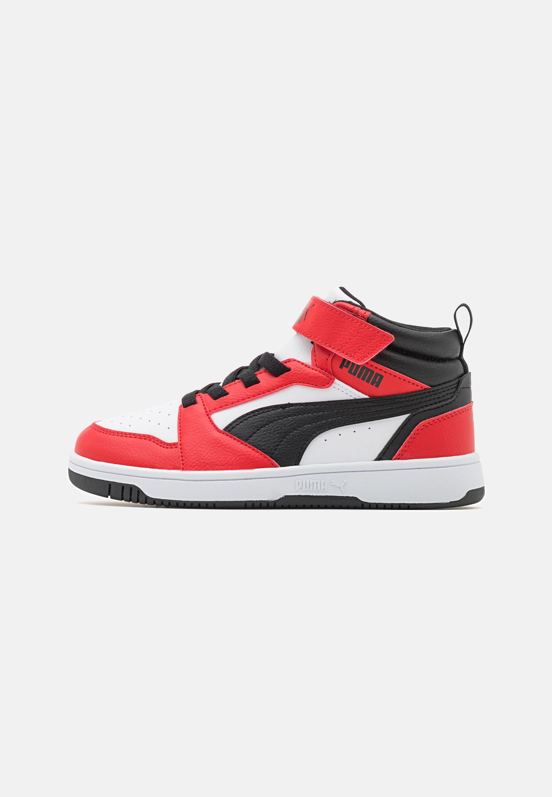 Puma REBOUND V6 MID UNISEX - Scarpe da ginnastica alte - bianco/nero/rosso per sempre