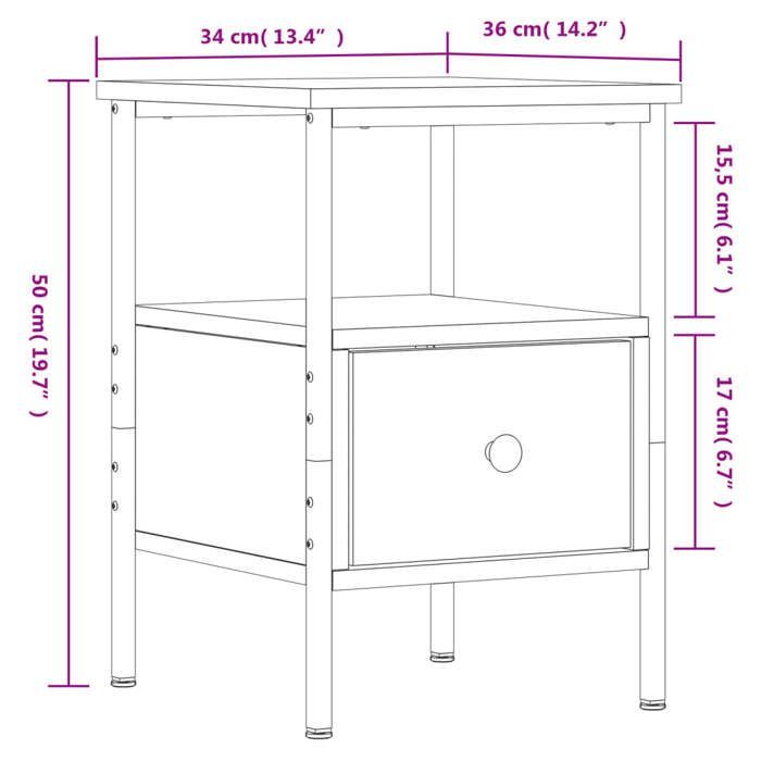 vidaXL Table de chevet chêne sonoma 34x36x50 cm bois d'ingénierie 826045