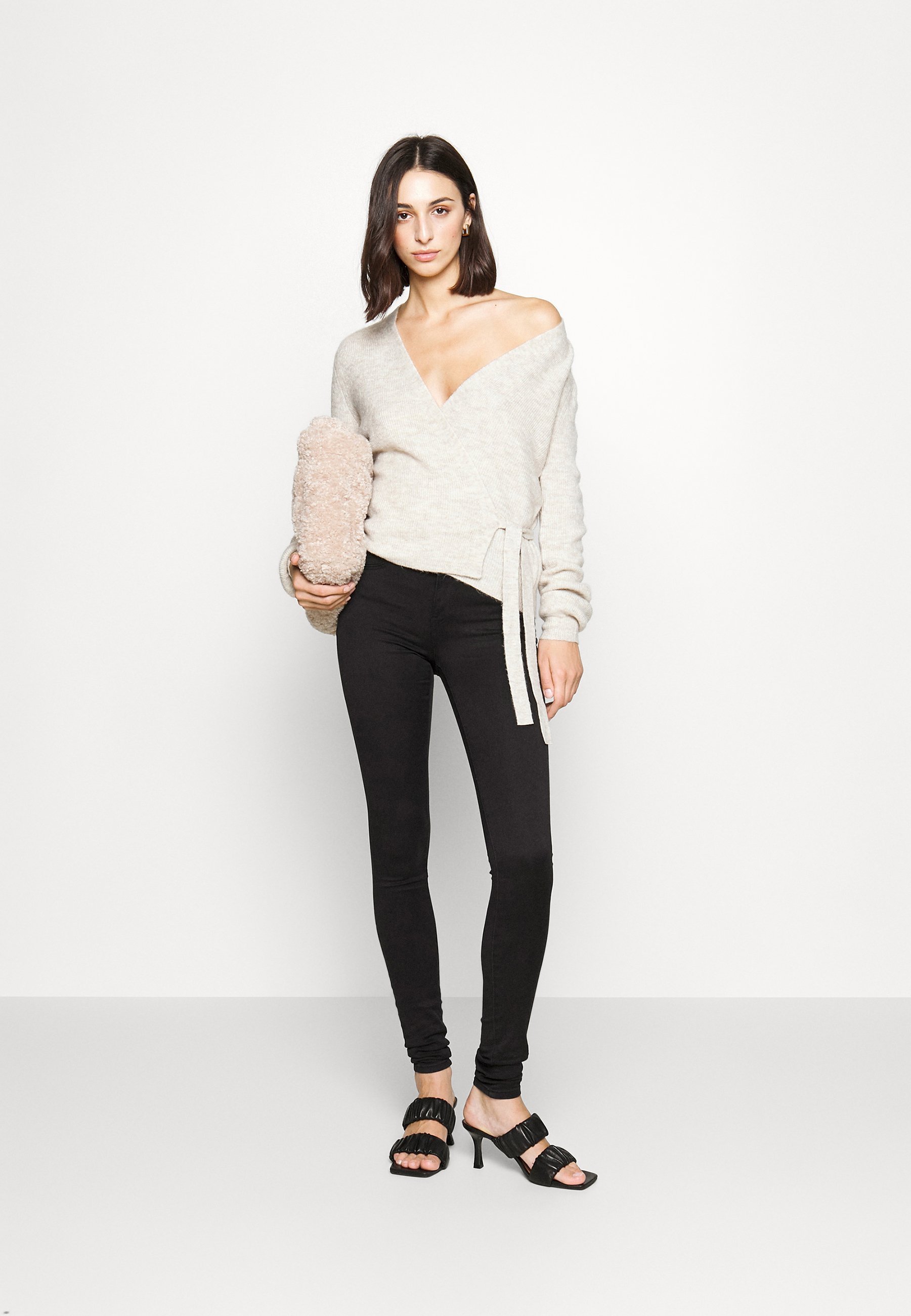 Vero Moda Tall VMRUBELLEFILE WRAP CARDIGAN - Cardigan - berkenmelange