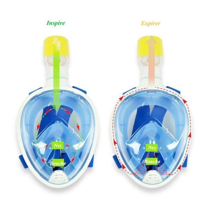 Maschera subacquea - XICHAO - Integrale 180° - Antiappannamento - Taglia L/XL - Blu