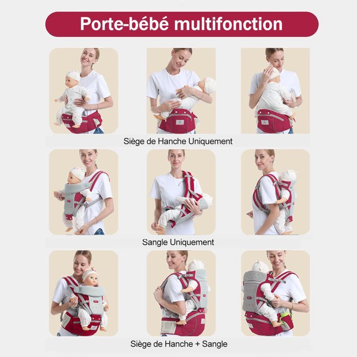 Portabebés ergonómico y fisiológico, transpirable, apto para todas las estaciones, fácil de usar, para bebés de 0 a 36 meses.