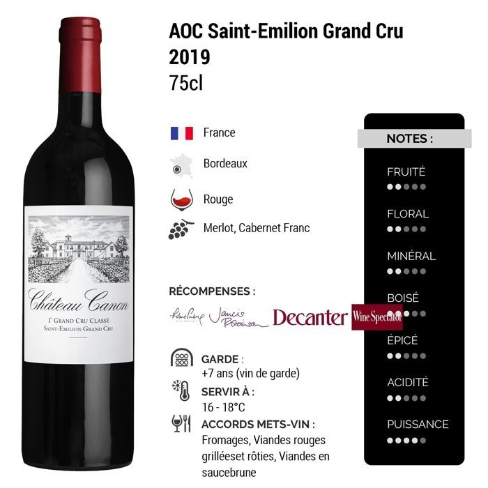 Château Canon 2019 - Saint-Emilion Grand Cru - Vinho Tinto Bordeaux (3x75cl)