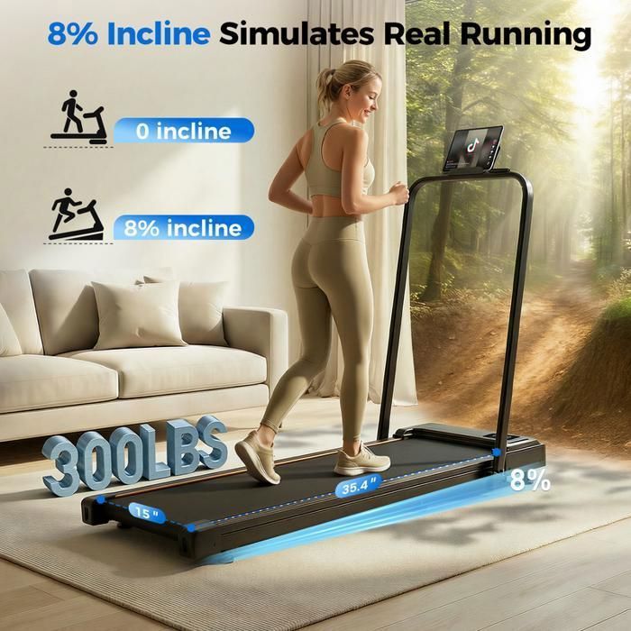 Tapis de Course Pliable - FT41 Tapis Marche - Moteur 2.5HP, Inclinaison 15°,Vitesse 1–10km/h, Pour Adult