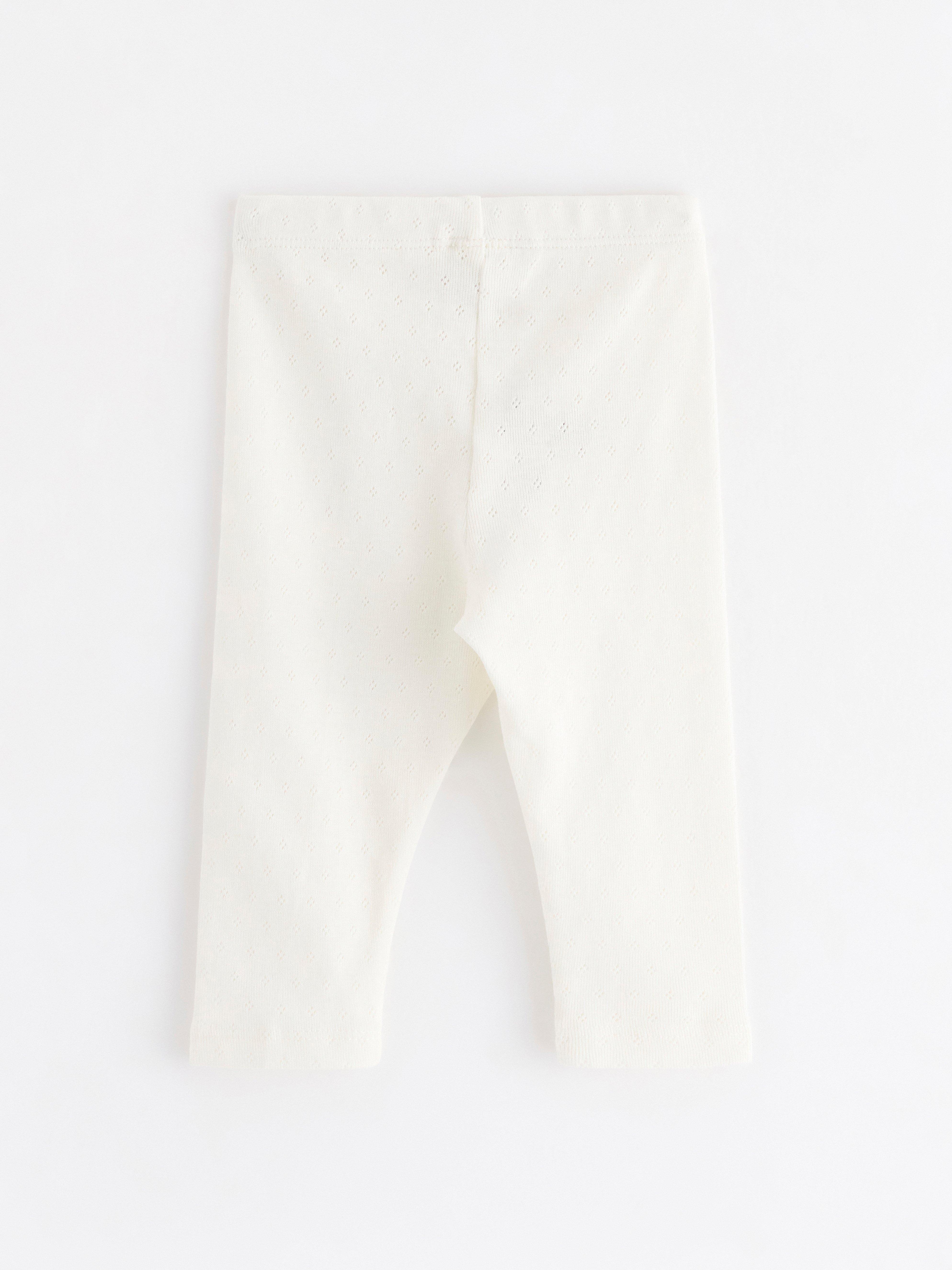 Legíny s pointelou Light Dusty White