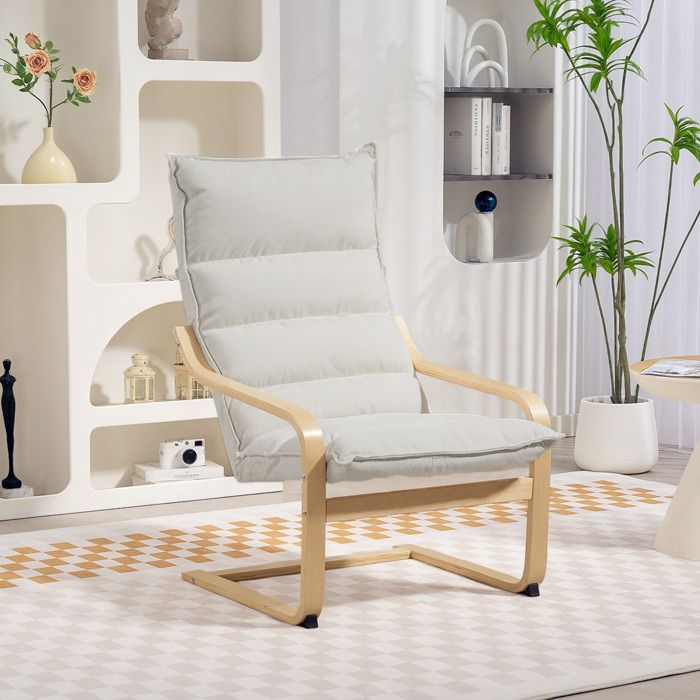 Fauteuil salon - HOMCOM - moderne fauteuil chambre avec accoudoirs incurvés, coussins, 67 x 83 x 105 cm, crème