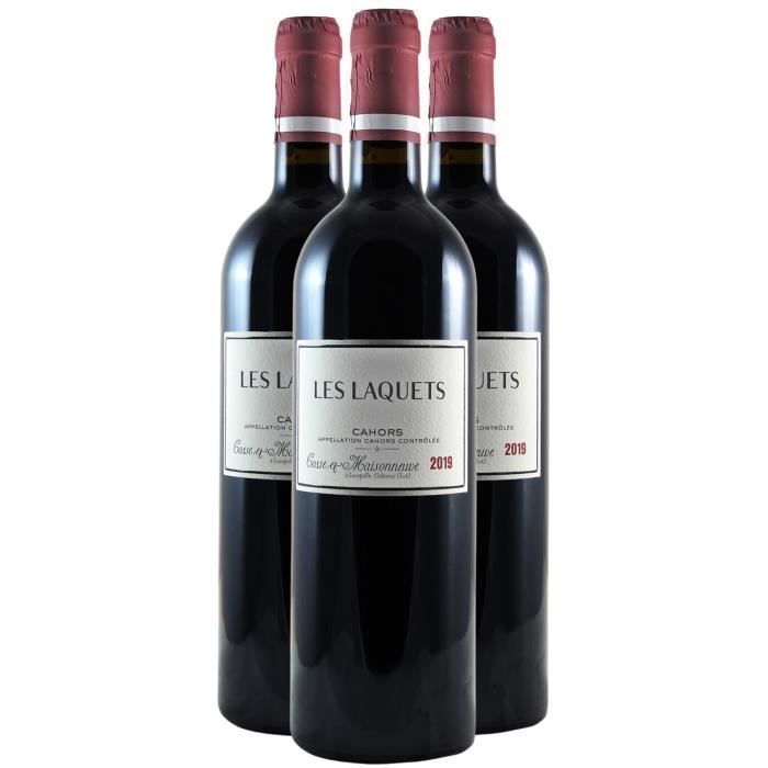 Cahors Les Laquets Rouge 2019 - Bio - Lot de 3x75cl - Domaine Cosse-Maisonneuve - Vin AOC Rouge du Sud-Ouest - Cépage Malbec