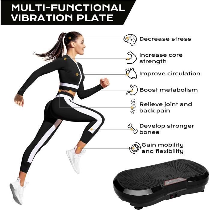 Stille trilplaat voor fitness, 10 voorgeprogrammeerde programma's + 120 trilstanden, antislip