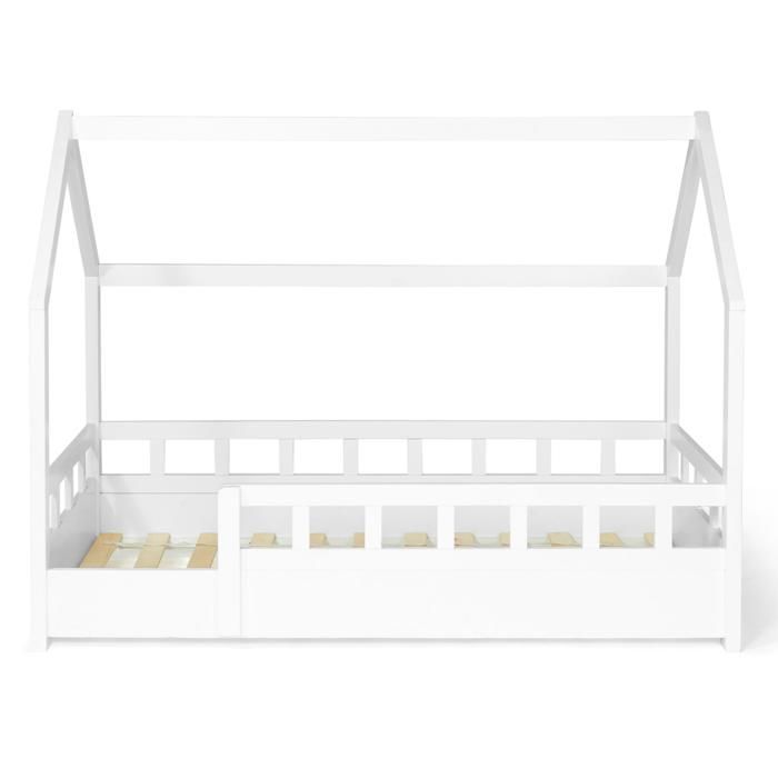 IDMARKET NEREE lasten mökkisänky 80 x 160 CM valkoinen, sälepohjalla ja kaiteilla