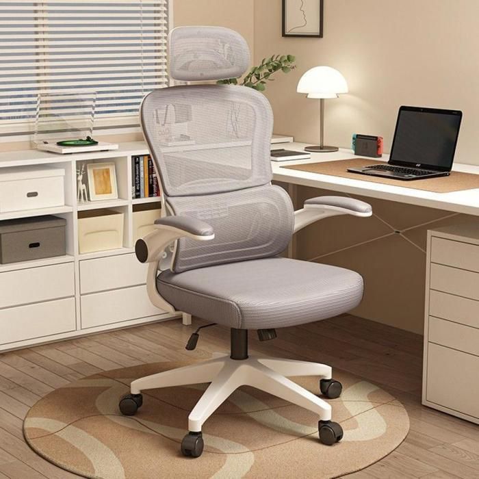 MIPAN. Silla de oficina con reposapiés - Ergonómica - Con reposacabezas + ruedas - Ajustable - Máx.: 150 kg - Gris