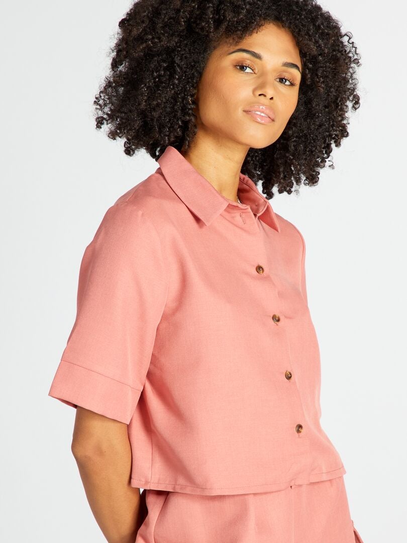 Camisa corta de manga tres cuartos - ROSA