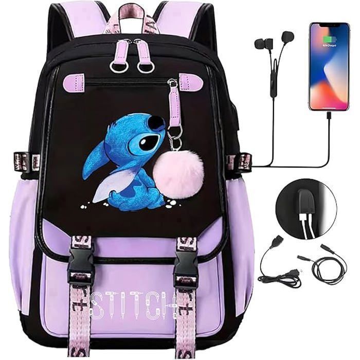 Sac à Dos, Sac à dos pour Enfants, Sac à dos d'école Sac à Dos Scolaire, aux Enfants Adolescents avec 2 USB ,Violet-28