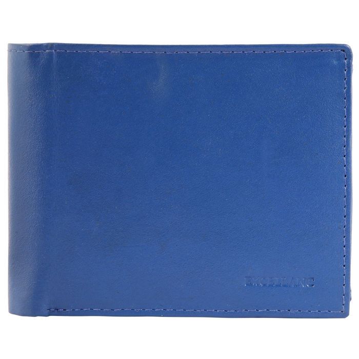 Portefeuille Excellanc pour homme en cuir bleu format horizontal intemporel