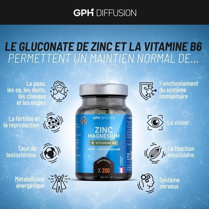 Magnesio + Zinc + B6 - Complemento alimenticio - 60 comprimidos