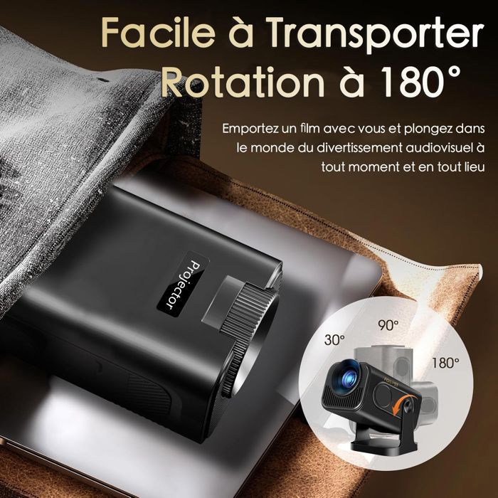 Miniprojektori - FOSMET - Full HD 1080P - WiFi 6 - Bluetooth 5.2 - 180° kääntyvä