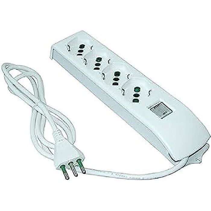 Enchufe eléctrico - FANTON - Enchufe múltiple de 4 polos con enchufe doble/sch.sp 10A - Blanco - Rectangular - Interior