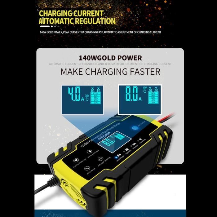 Cargador de baterías - Pantalla táctil - 12/24V - 8A - 150AH - Inteligente