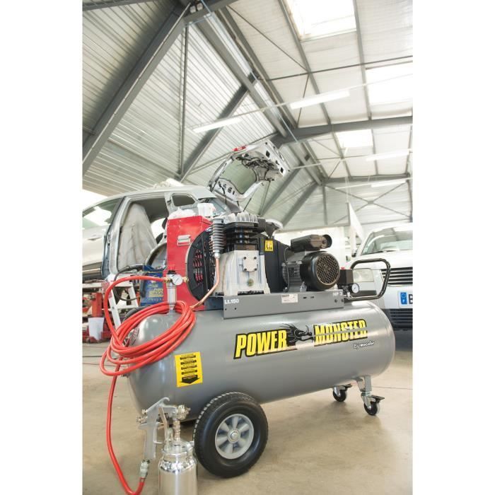 MECAFER 150L 3HP Twin Cylinder Belt Drive 10 bar Semi-Professional PowerMonster Compressor - 425200