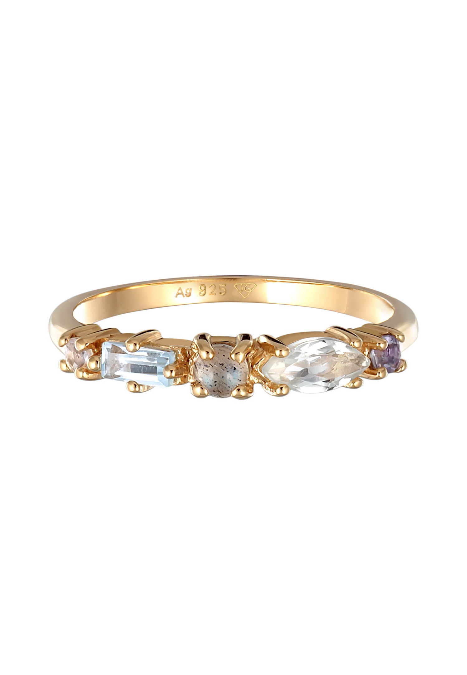 Elli PREMIUM Femmes Mémoire classique avec topaze, pierre de lune et améthyste en argent sterling 925 plaqué or