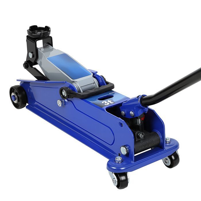 Gato hidráulico Max Lift 3T - Altura 127-386 mm - Chasis extralargo - Para SUV, autocaravanas y furgonetas - Ruedas giratorias