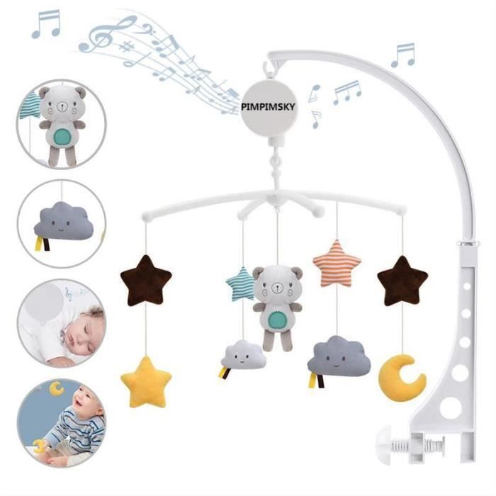 PIMPIMSKY Musical Mobile for Baby Crib, Musical Animal Toy for Baby Crib, 360° Rotating Cartoon Toy, Pink