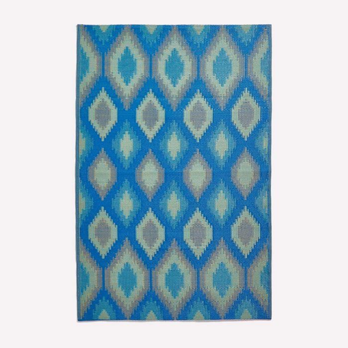 Alfombra de jardín para exteriores, impermeable, reversible y resistente a los rayos UV - Ámbar - 180 x 270 cm - Azul - Materiales reciclados - Homescapes