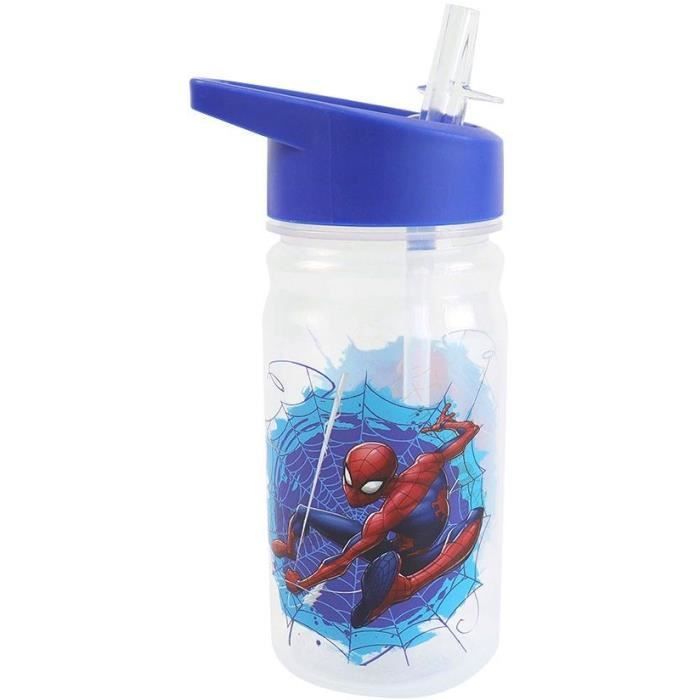 FUN HOUSE - Juego de vajilla de Spiderman - Vaso, plato (22 cm y 16 cm de diámetro), cubiertos, botella de agua y caja para aperitivos